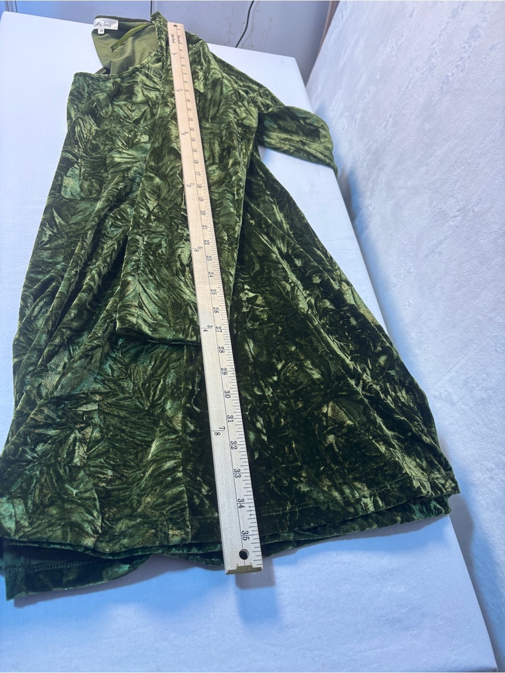 Little Lies Sweet Jane Olive Crushed Velvet Mini Dress XL / UK 18 As Seen On - Picture 13 of 13